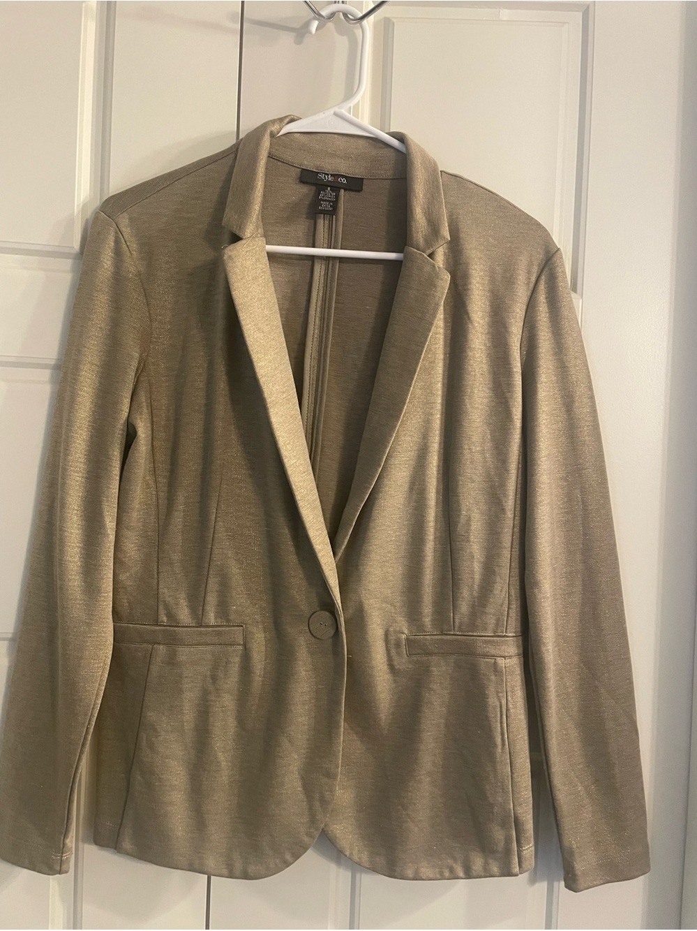 Style & Co. Metallic Gold Single-Button Blazer Jacket